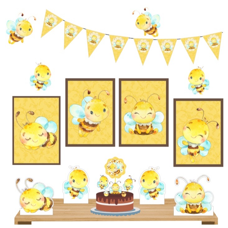 KIT FESTA DECORAÇÃO - ABELHA ABELINHA em Oferta na Shopee