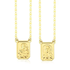 Escapulário ouro 18k médio corrente piastrine 65cm 2 gramas