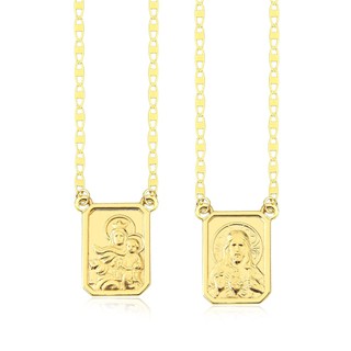 Escapulário ouro 18k médio corrente piastrine 65cm 2 gramas