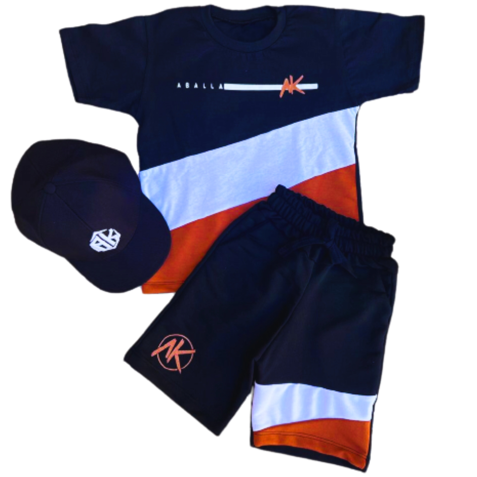 Conjunto Masculino Infantil Juvenil Kit Com 3 Peças Bermuda e camiseta e Boné 2023