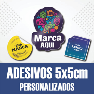 50 100 250un Adesivos Personalizados 5x5cm Vinil à Prova d'Água Embalagens Profissional em Oferta na Shopee