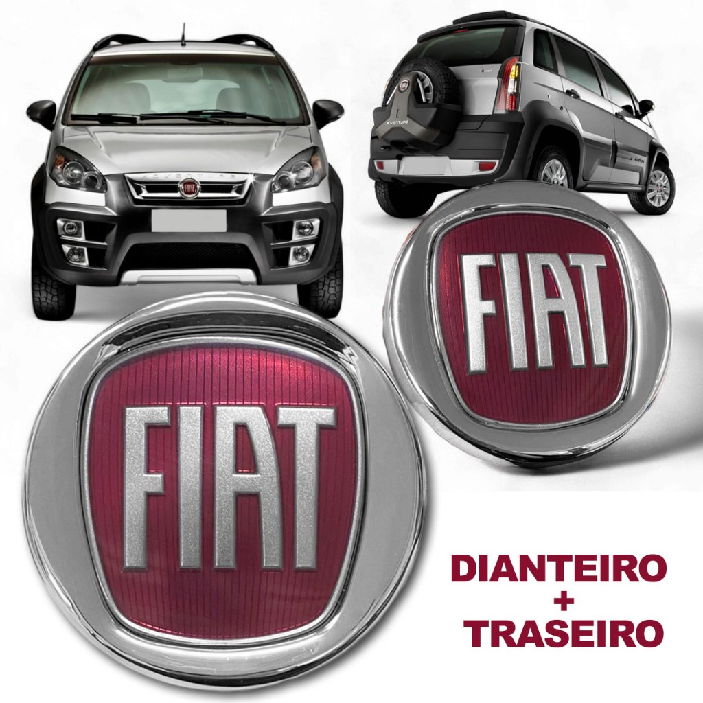 Kit Emblema Dianteiro + Traseiro Fiat Idea  2008 a 2016 Logo Fiat Grade Mala Simbolo Logotipo em Oferta na Shopee
