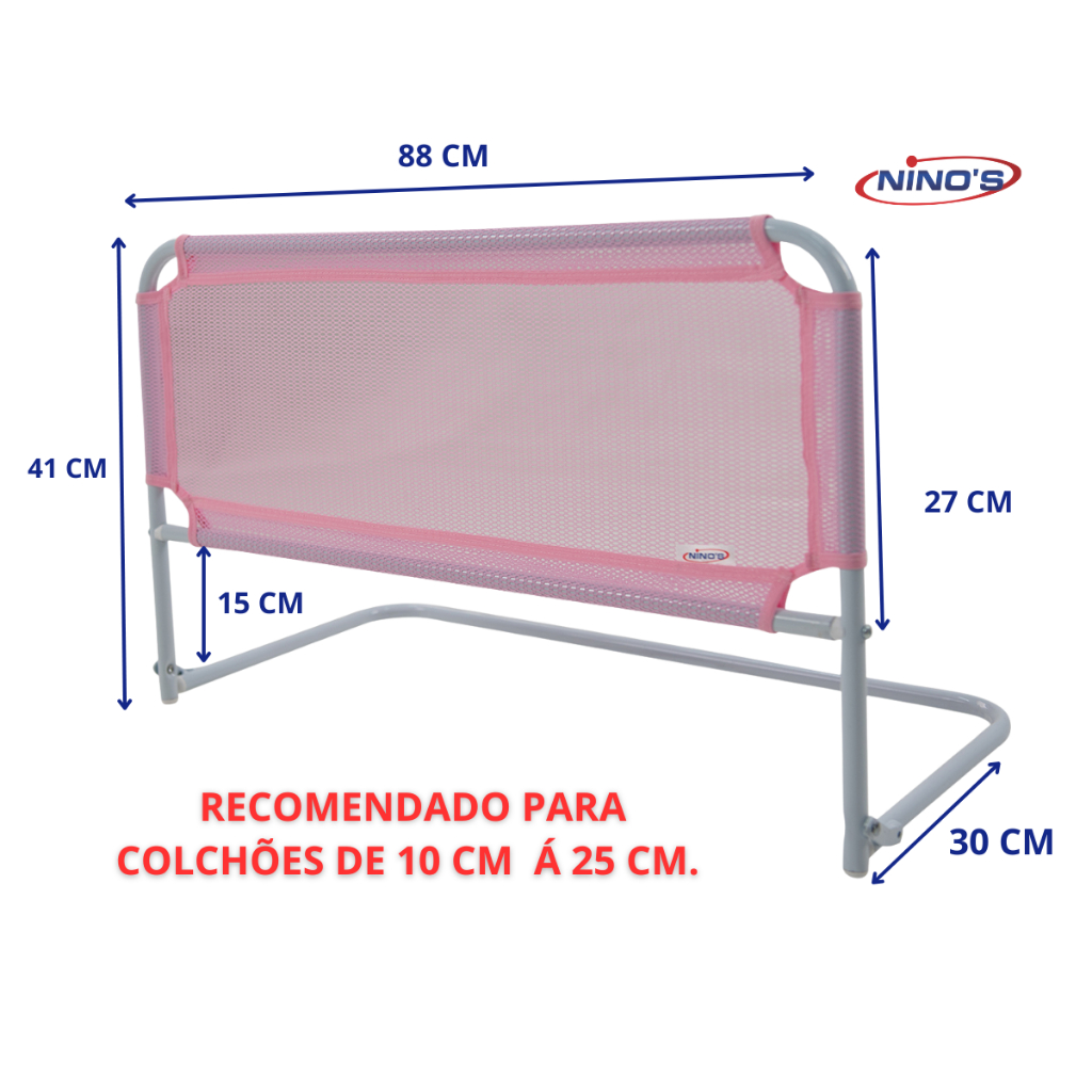 GRADE PARA CAMA SIMPLES ROSA NINOS 88X41 em Oferta na Shopee