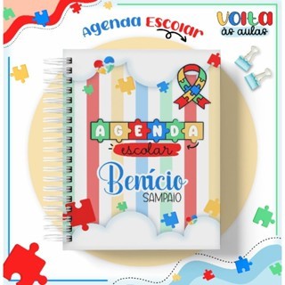 Agenda do autista - escolar - 2025 - caderno - personalizado com nome