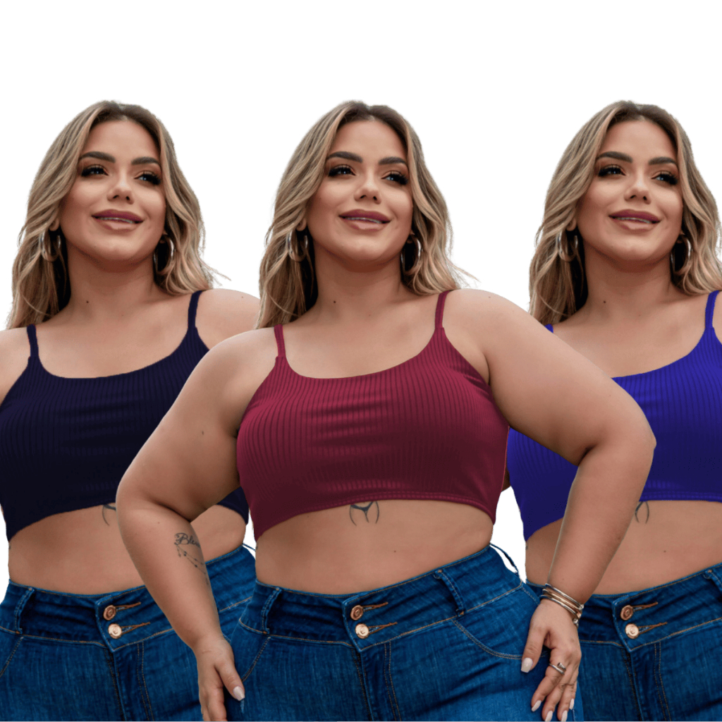 Kit Top de Alcinha Plus Size Fitness Academia Treino