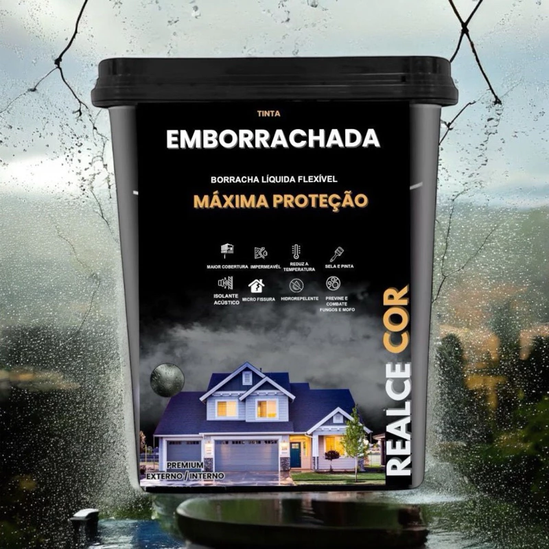 Tinta Acrílica Emborrachada Realcecor 18KG - Uso Interno/Externo Hidrorepelente Resistente Flexível — imagem 1