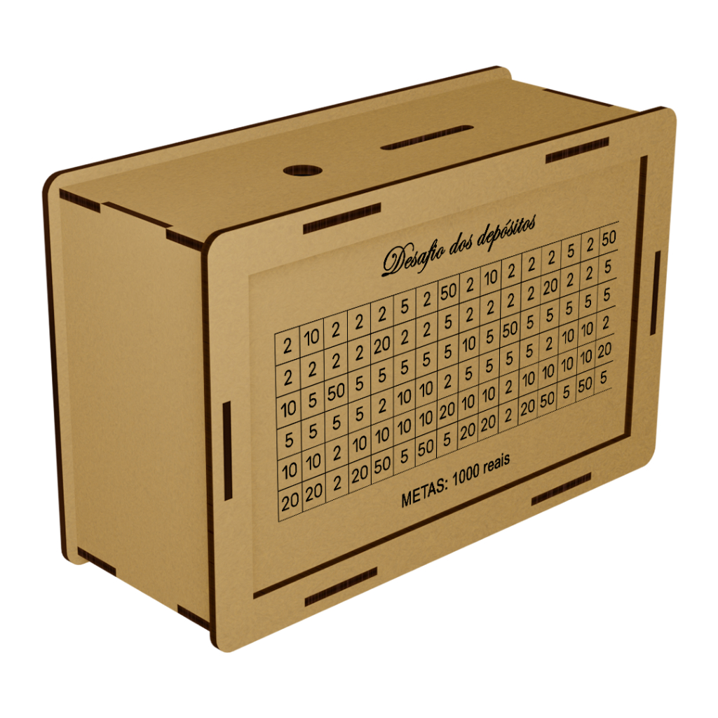 Caixa Cofre Decorativo em Mdf Cru Desafio 1Mil Caixa de Dinheiro !!