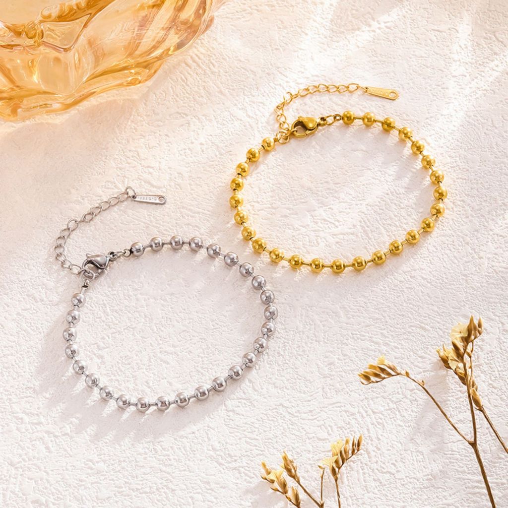 Aço titânio não desbotado INS tendência círculo 18K contas redondas design de nicho sofisticado pulseira de ouro elegant em Oferta na Shopee