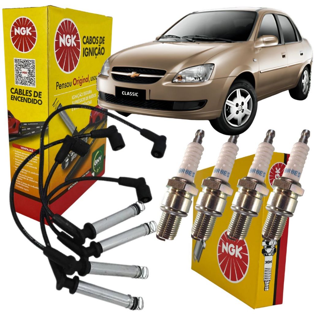 Kit Cabo + Velas NGK - Celta Corsa Classic 1.0 8V Flex 2011 2012 2013 2014 2015 em Oferta na Shopee