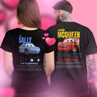 KIT CASAL 2 Camisetas Relâmpago Mcqueen e Sally Oversized Streetwear Unissex preta De Algodão