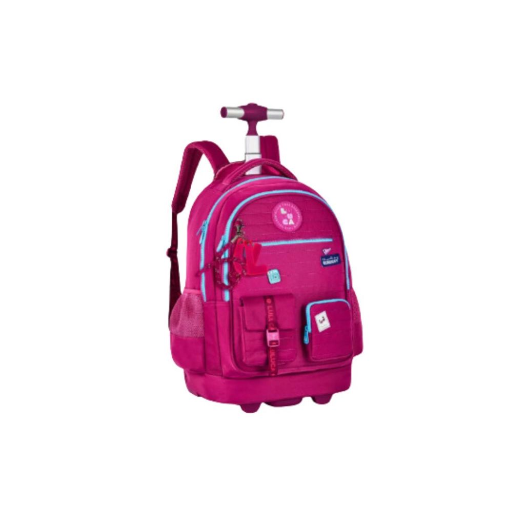 Mochila Carrinho com Rodas Bolsa Escolar Adolescente Luluca Moderna Premium Clio