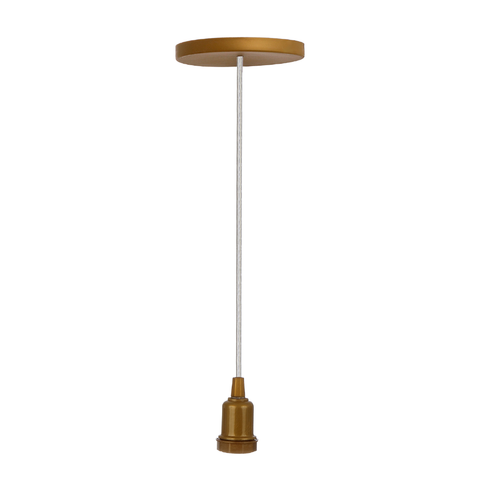 Luminária Pendente Decorativo com Canopla Chata Soquete Coluna para Cúpula 1 Lâmpada E27 Completo