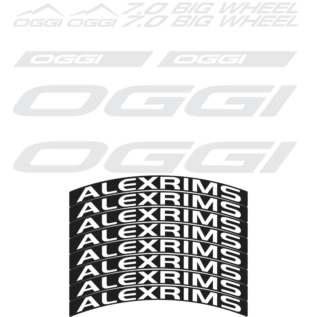 Adesivo Oggi Montain Bike kit completo + Adesivo de Roda Alexrims para quadro e Aro Branco