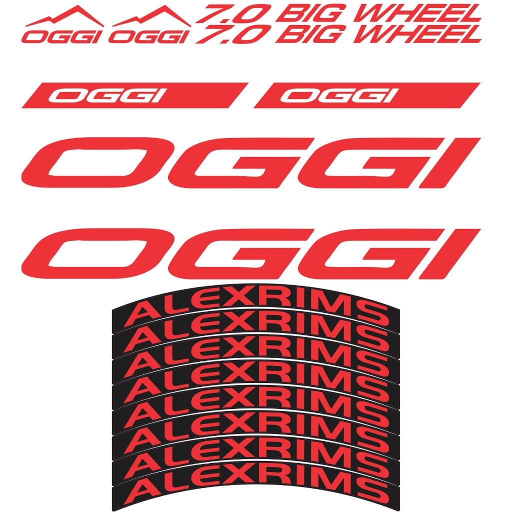Adesivo Oggi Montain Bike kit completo + Adesivo de Roda Alexrims para quadro e Aro Vermelho