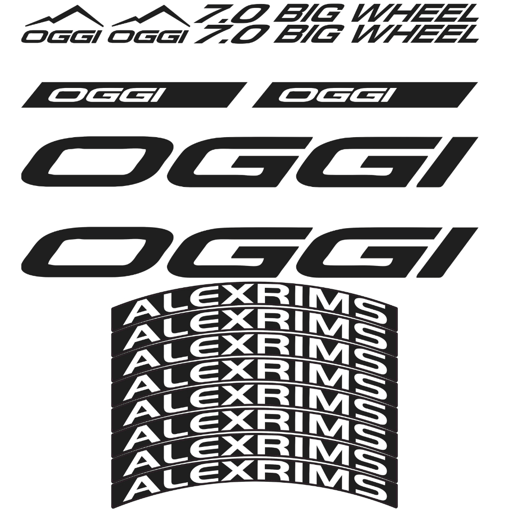 Adesivo Oggi Montain Bike kit completo + Adesivo de Roda Alexrims para quadro e Aro Preto