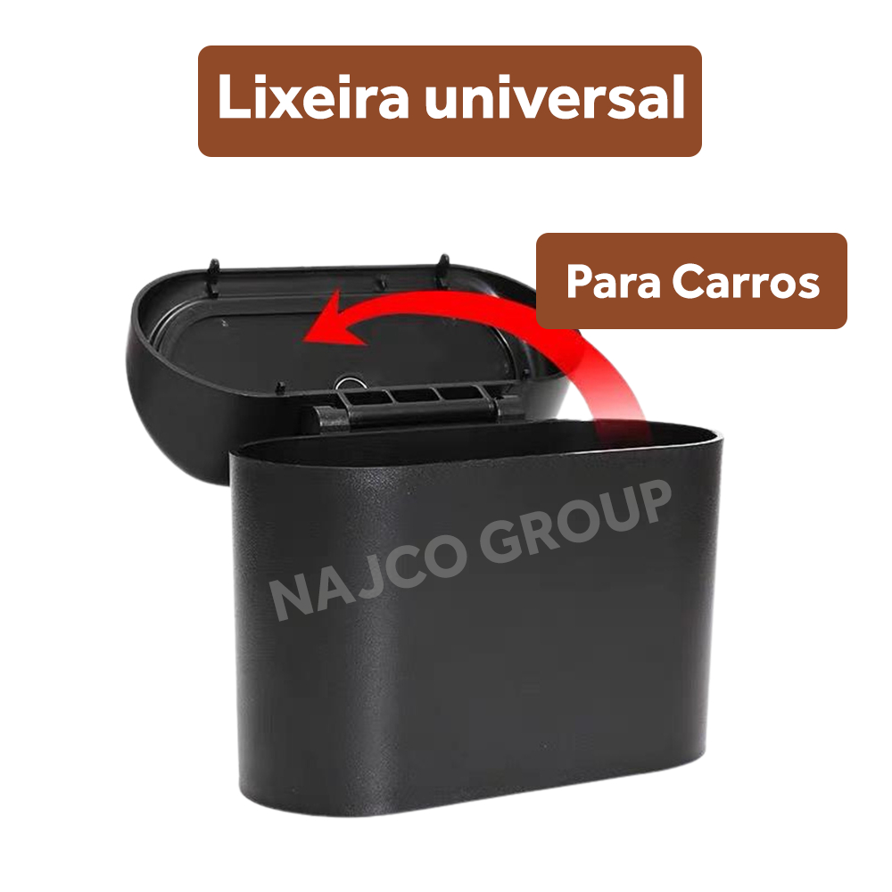 Lixeira Carro Lixo Universal Organizador Acessório Preto