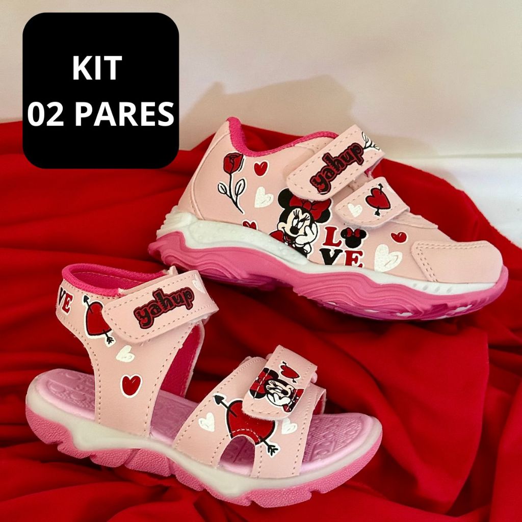 Kit 2 Pares Tênis e Papete Confortável com Luz Volta as aulas em Oferta na Shopee