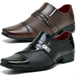 Kit 2 Pares de Sapato Social Masculino Oxford Moderno com Fivela em Oferta na Shopee
