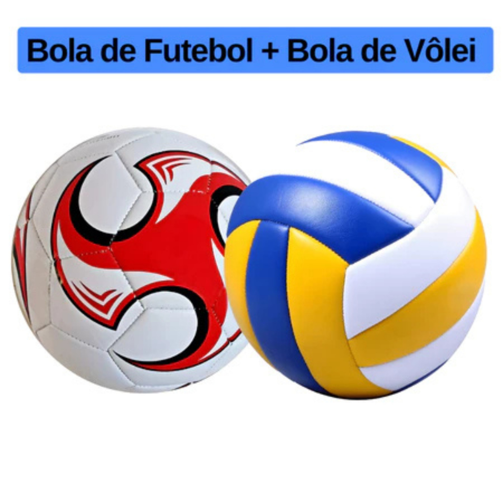 Kit Bola De Futebol Campo Tamanho Oficial Original + Bola De Vôlei Praia Quadra