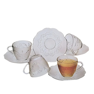 Conjunto de Xícaras e Pires em Vidro 200 Ml 12 Peças em Oferta na Shopee