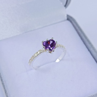 SOLITÁRIO EM PRATA 925 - MODELO CORAÇÃO - PEDRA ROXA em Oferta na Shopee