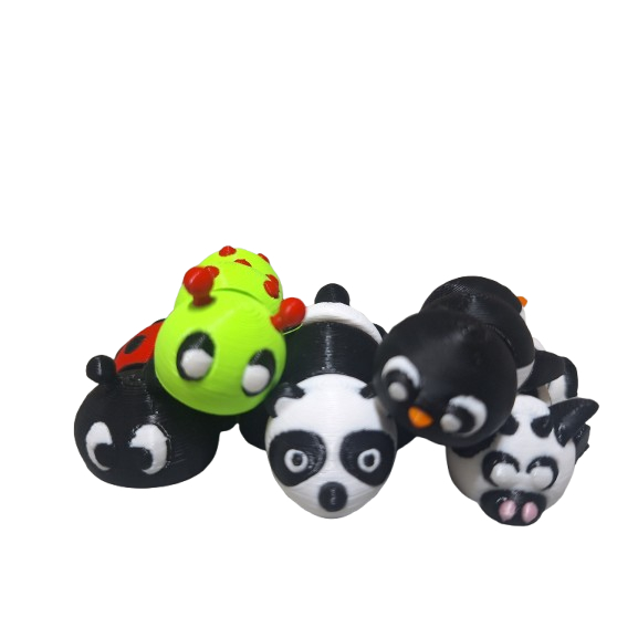 Kit 05 mini animais articulados impressão 3D colorido lembrancinha anti estress decoração  mini zoológico.