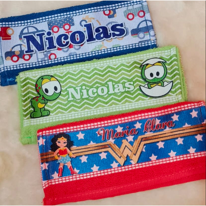 KIT com 3, 4 e 5 Toalhinhas Lavabinho Infantil Personalizadas Toalhas de boca ideal para escola, lembrancinha. em Oferta na Shopee
