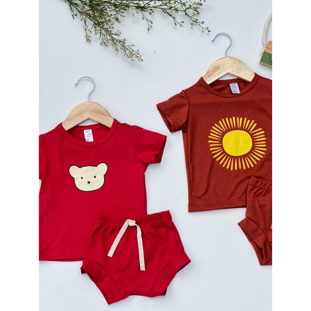 Conjunto Verão Kit 10 Peças Sortido 100% Algodão Malha Suedine Ribana Malha Verão Menina Menino Infantil Bebê