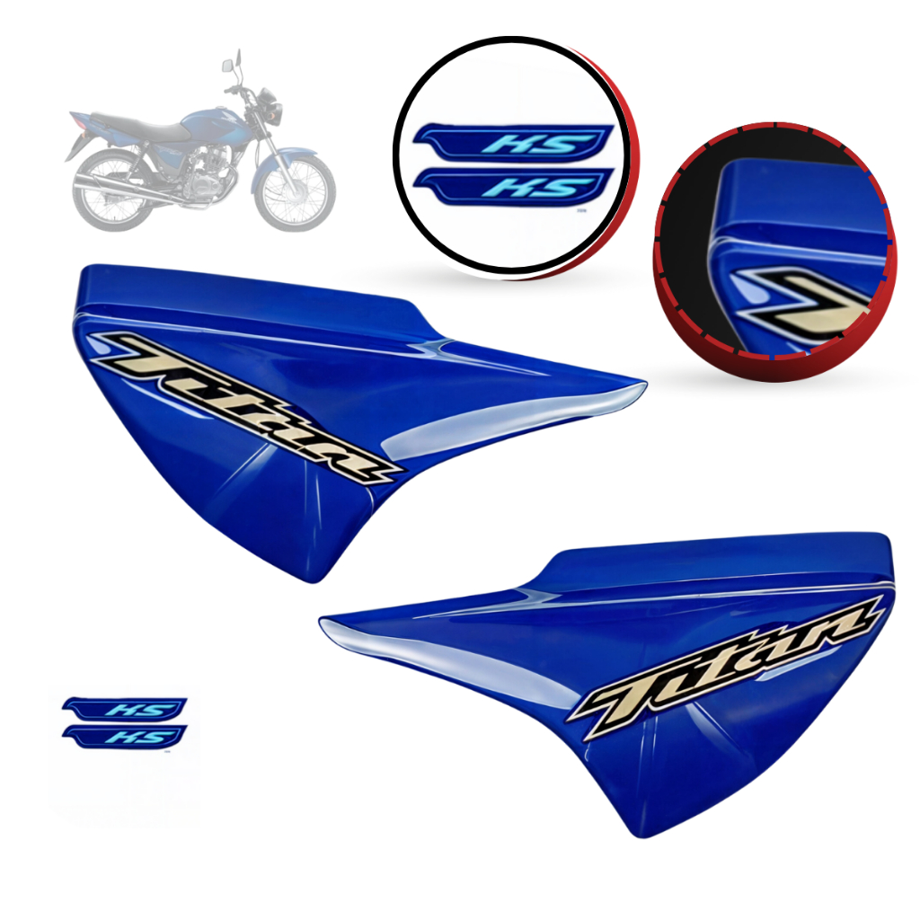 Carenagem Titan 150 Kit Tampa Lateral Par + Adesivos Azul 2004 Até 2008 Ks Es Esd Com Brilho Envernizado em Oferta na Shopee