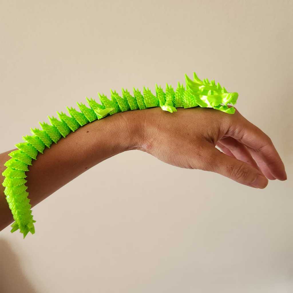 Dragão articulado 26cm verde NEON