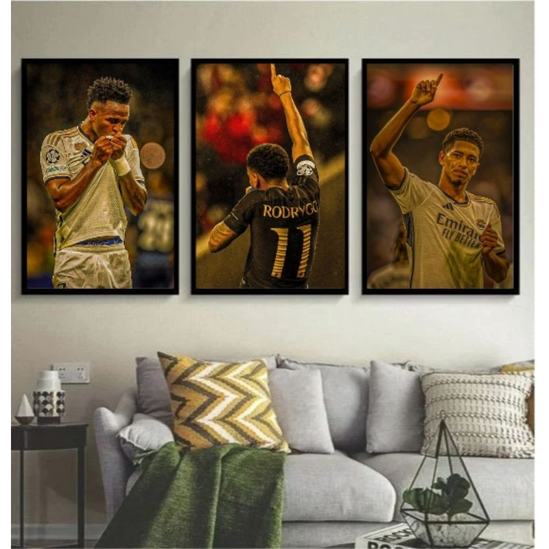 quadro decorativo trio ataque ala Madrid belligol rayo la liga rival Barcelona Champions