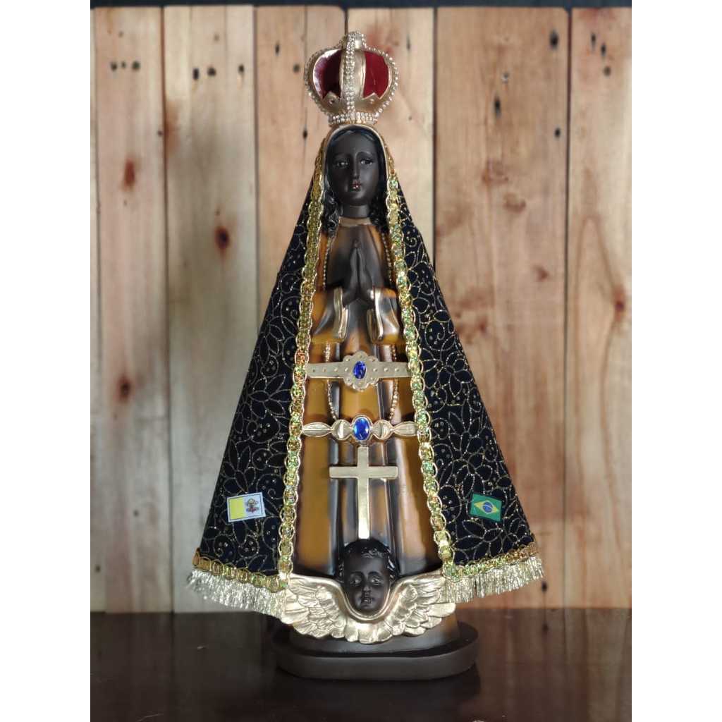 Nossa Senhora Aparecida Imagem 3D Em Gesso Manto com Brilho