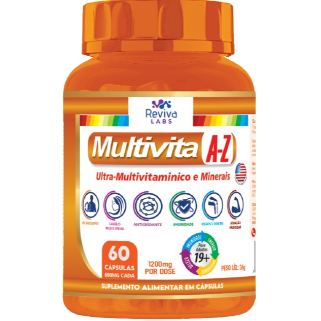 Multivitamínico Multivita A-Z -  Ultra - Multivitamínico e Minerais - 60 caps.
