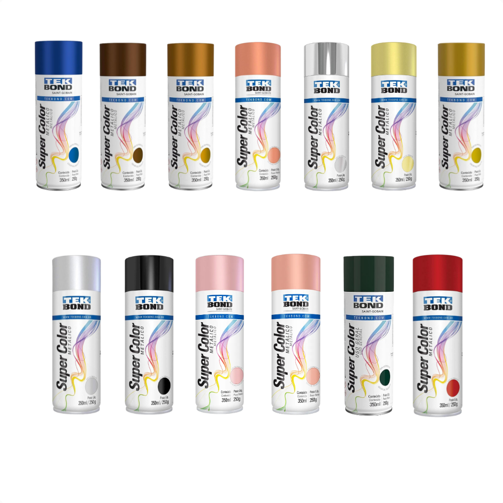 Tinta Spray Super Color Metálico 250g Cores Tekbond