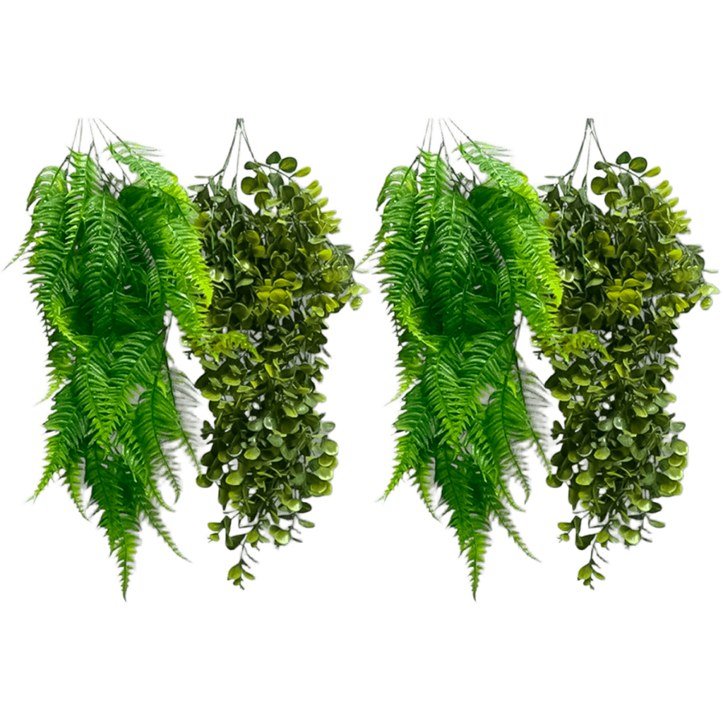 Mix 2 Pendentes de Samambaia+2 Pendentes de Eucalipto Artificial 80cm Pendurada Verde Artificial Decoração em Oferta na Shopee