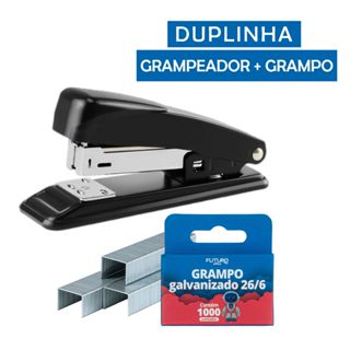 Kit Grampeador Metal + Grampo 26/6 Cx c/1000 Escritório Home Office Escolar Papel Grampear em Oferta na Shopee