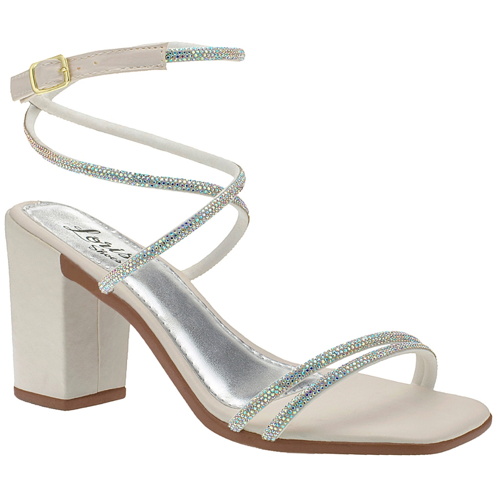 Sandália Feminina Salto Alto Amarração com Strass Brilho 103-003 - Women Shoes