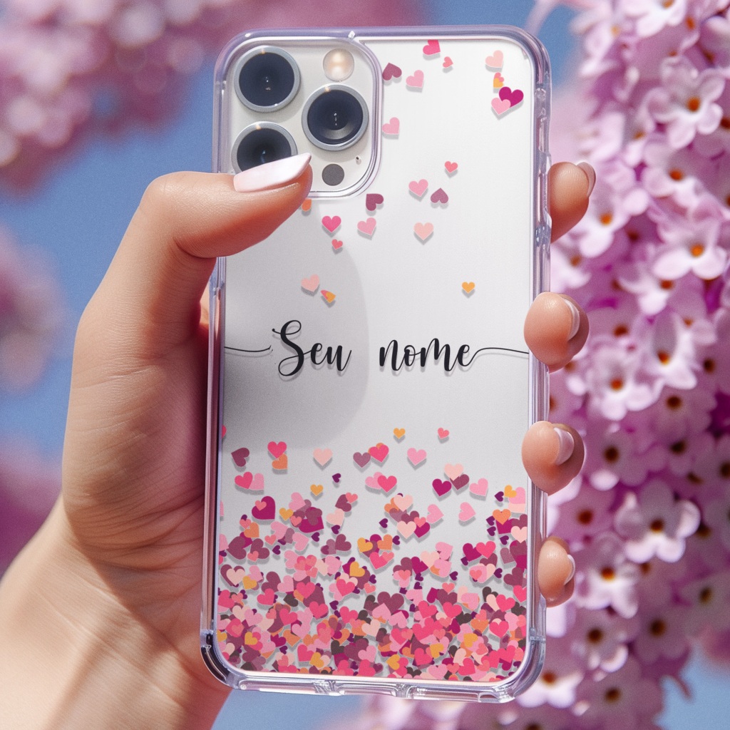 Capinha Corações Capa Com Seu Nome Personalizada Todos os Modelos de Celular em Oferta na Shopee