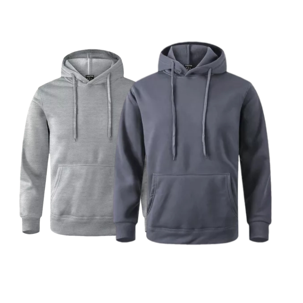 Kit 2 Moletom Canguru Sem Estampa Blusa De Frio Com Bolso e Capuz 100% Algodão