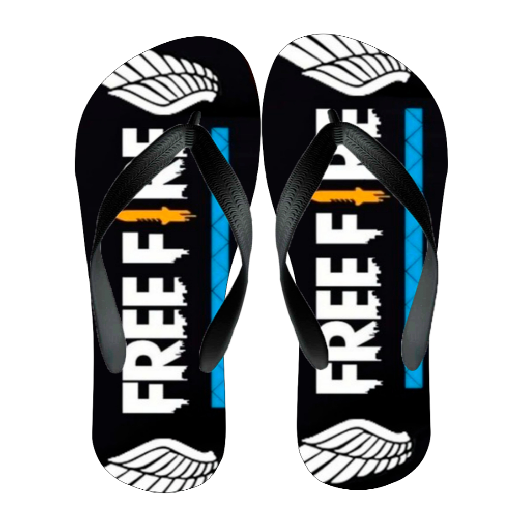 Chinelo de Dedo Adulto Unissex Free Fire Angelical Jogo Tira Fina Slim Sola Emborrachada Lançamento