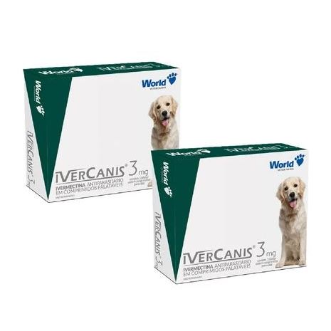 Kit 2 IverCanis 3mg para Cães de 15Kg - Blíster 4 Comprimidos