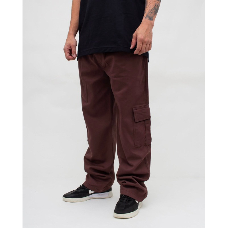 Calça Cargo Unissex Sarja – 6 Bolsos com Elástico, Estilo Skate Streetwear