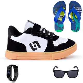 Tenis Infantil Casual Sapatenis Meninos Meninas Street Calce Facil + Chinelo Oculos Relogio em Oferta na Shopee