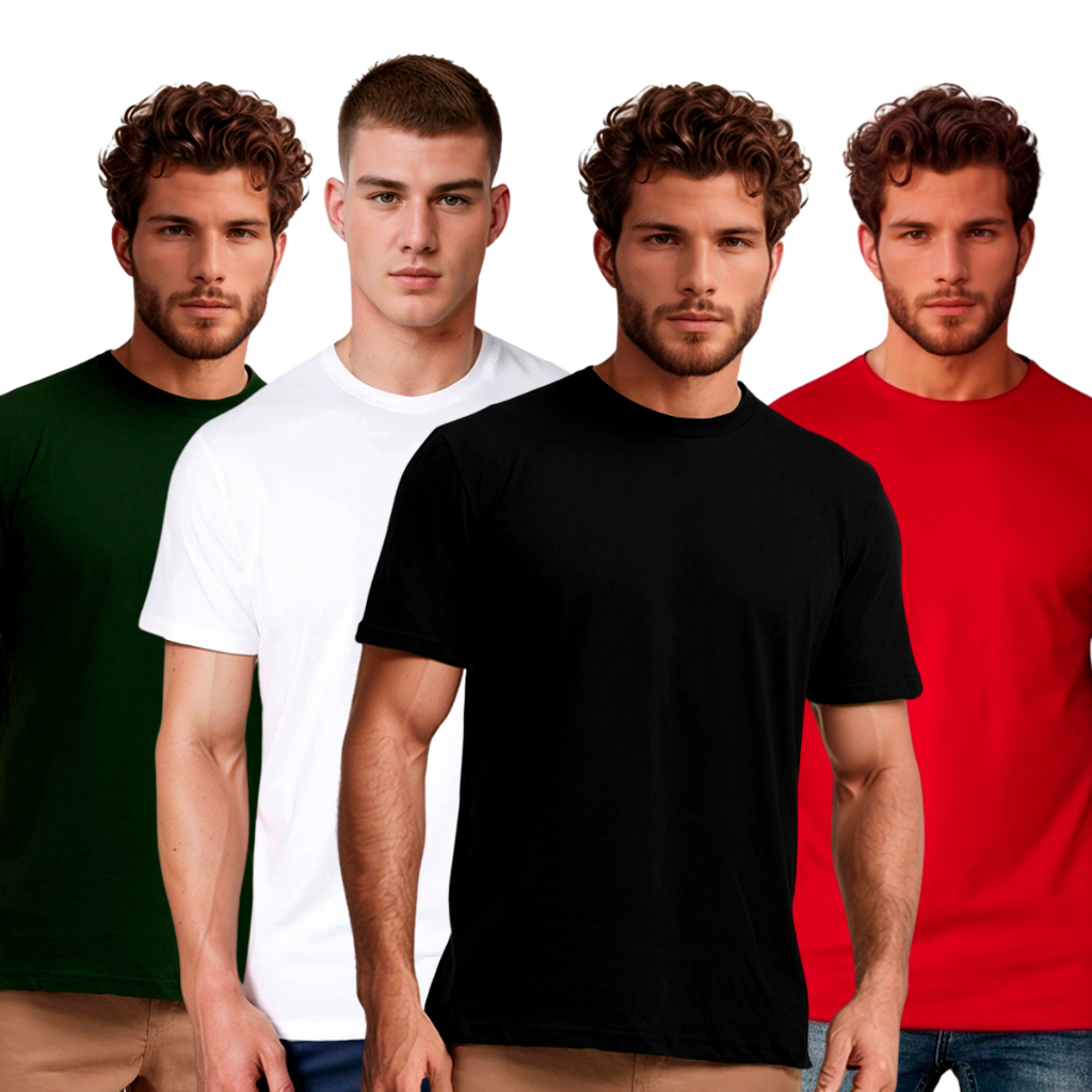 Kit 4 Camisa Basica Camiseta Basica de Algodão Escritorio Social Leve