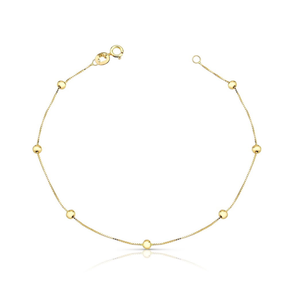 Pulseira Feminina de Ouro 18k Veneziana com Bolinhas - Fashion Accessories
