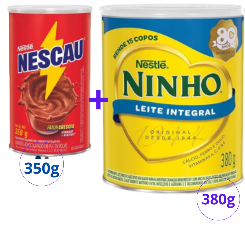 NESCAU LATA 350G + LEITE PÓ INTEGRAL NINHO LATA 380G ACHOCOLATADO PÓ NESTLE NESCAU SABOR