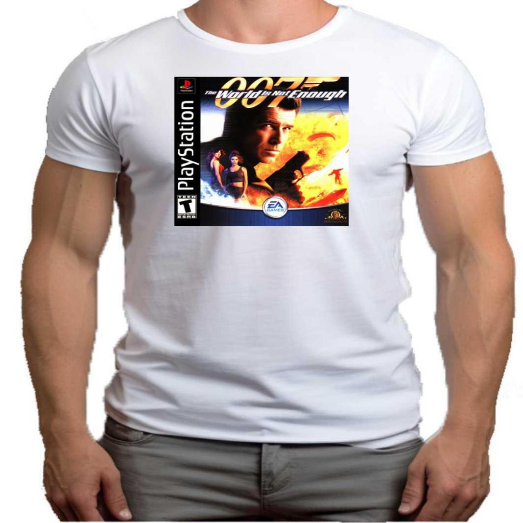 Camiseta do adulto ao infantil - Linha games clássicos - Retrô - Nostalgia -  PS1 - Jogo 007 - Capas dos jogos