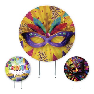 Painel de Festa Carnaval, Folia, Mascara, Painel Redondo, Painel de Festa Redondo, Sublimado em Oferta na Shopee