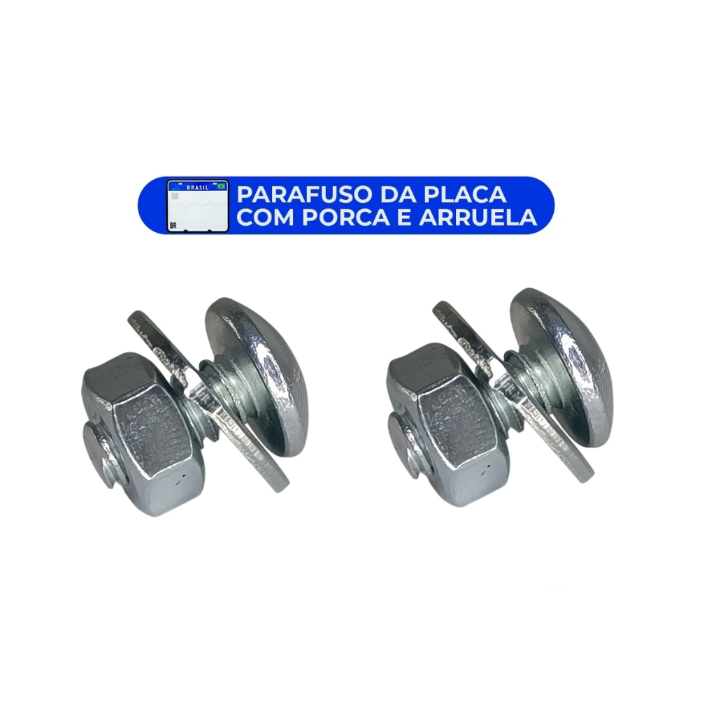 Kit 2 Parafuso Fixador Placa Mercosul C/Porca e Arruela — imagem 2 de 2