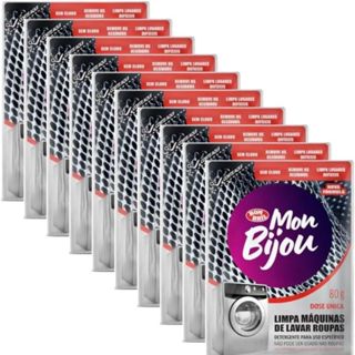 Kit com 10 unid - Mon Bijou Limpa Máquinas Lavar Roupa Frontal e Abertura Superior 80g Combate ao Maus Odores em Oferta na Shopee